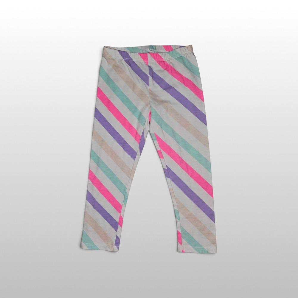 Toddler Girls Okie Dokie Leggings Diagonal Stripes Casual Multi-Color 3T Bottoms